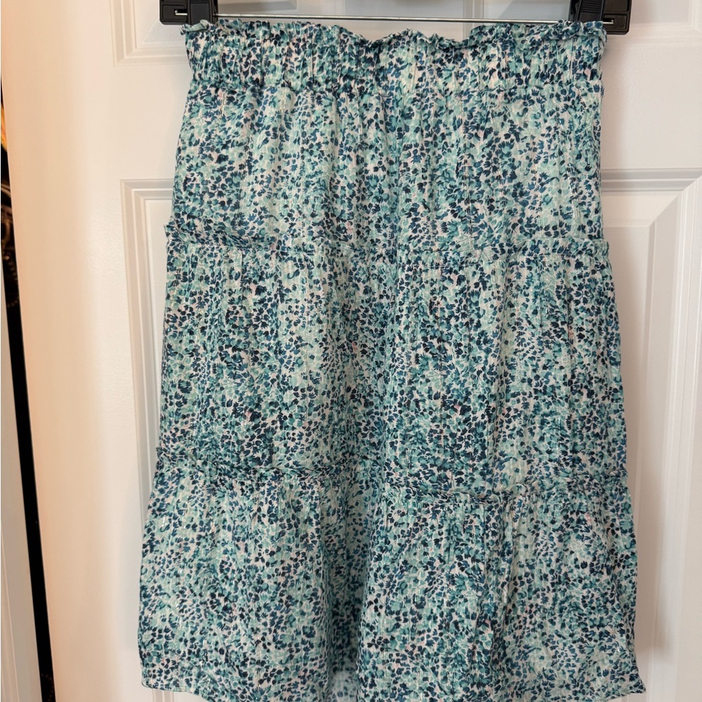 LOFT Teal and White A-Line Skirt